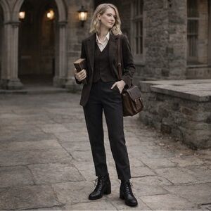 Söfft Black Leather Lace-Up Ankle Boots Size 8 | Block Heel Comfort Booties